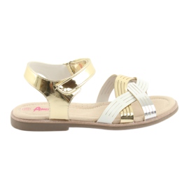 Sandalias metalizadas para niña American Club GC23 blanco gris amarillo