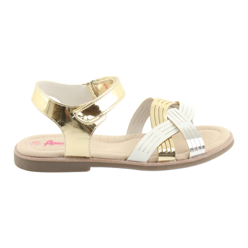 Sandalias metalizadas para niña American Club GC23 blanco gris amarillo