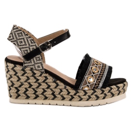 Aclys Sandalias en la cuña Etno negro