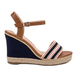 Primavera Sandalias de cuña casual azul azul marino