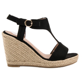 Anesia Paris Sandalias de cuña de moda negro Anesia Paris Sandalias de cuña de moda negro