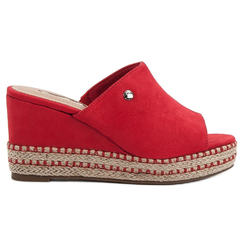 Best Shoes Sandalias de cuña rojo