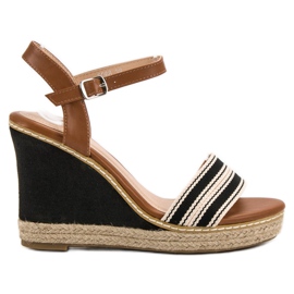 Primavera Sandalias de cuña casual negro Primavera Sandalias de cuña casual negro