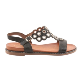 Sandalias de mujer con pedrería negra de Sergio Leone negro