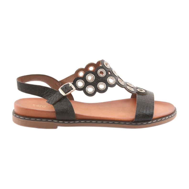 Sandalias de mujer con pedrería negra de Sergio Leone negro