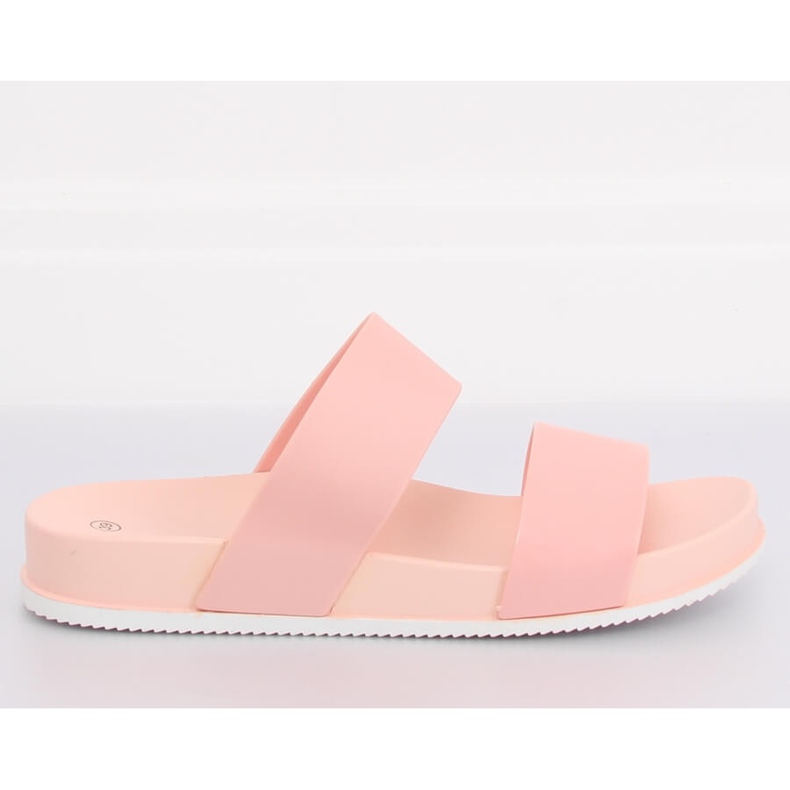 Pink CK66P Pantuflas rosas con rayas de goma rosado