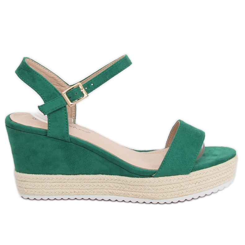 Sandalias de cuña alpargatas verdes LY9109 Verde