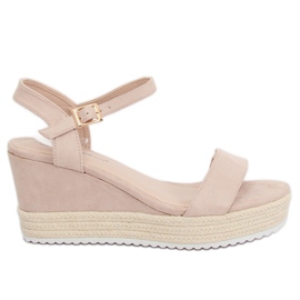Sandalias beige con alpargatas de cuña LY9109 Beige
