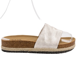 Kylie Pantuflas plateadas brillantes gris