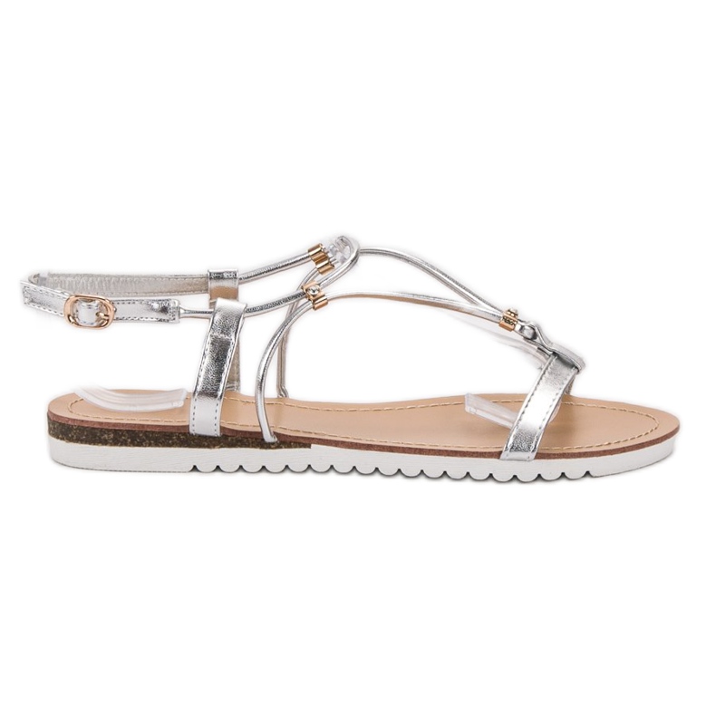 SHELOVET Sandalias plateadas gris