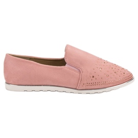 SHELOVET Slipons de gamuza rosa