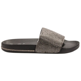 Best Shoes Pantuflas Con Circonita Cúbica negro