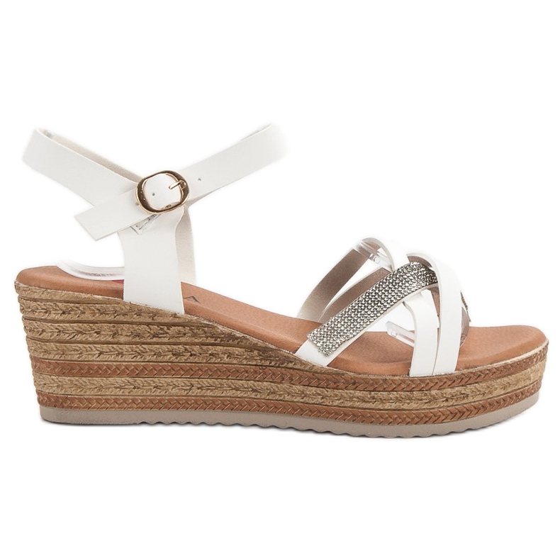 SHELOVET Sandalias ligeras con tacón de cuña blanco