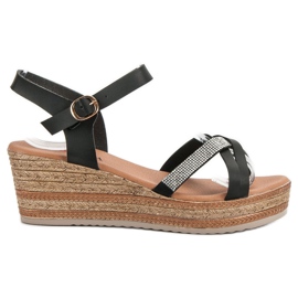 SHELOVET Sandalias ligeras con tacón de cuña negro