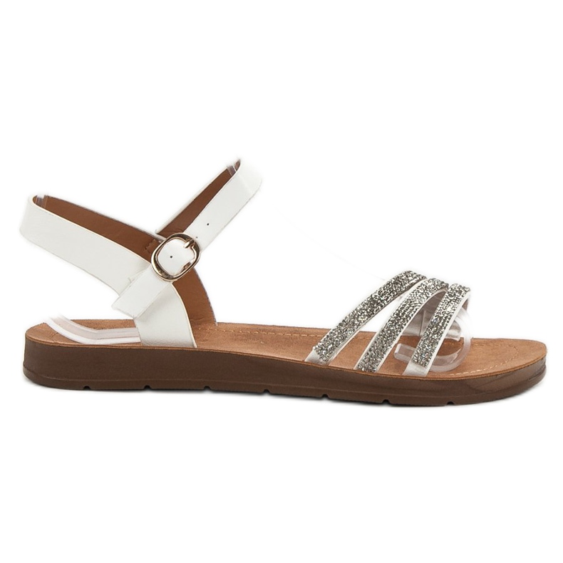 Camo Sandalias Planas Con Circonita blanco