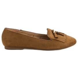 SHELOVET Mocasines con flecos marrón