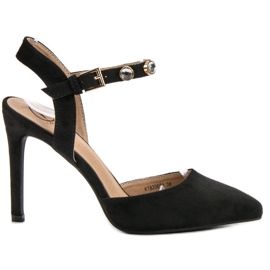 Kylie Tacones altos con tacón expuesto negro