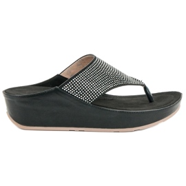 Kylie Chanclas de cuña negro