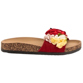 Cm Paris Zapatillas Con Flores rojo