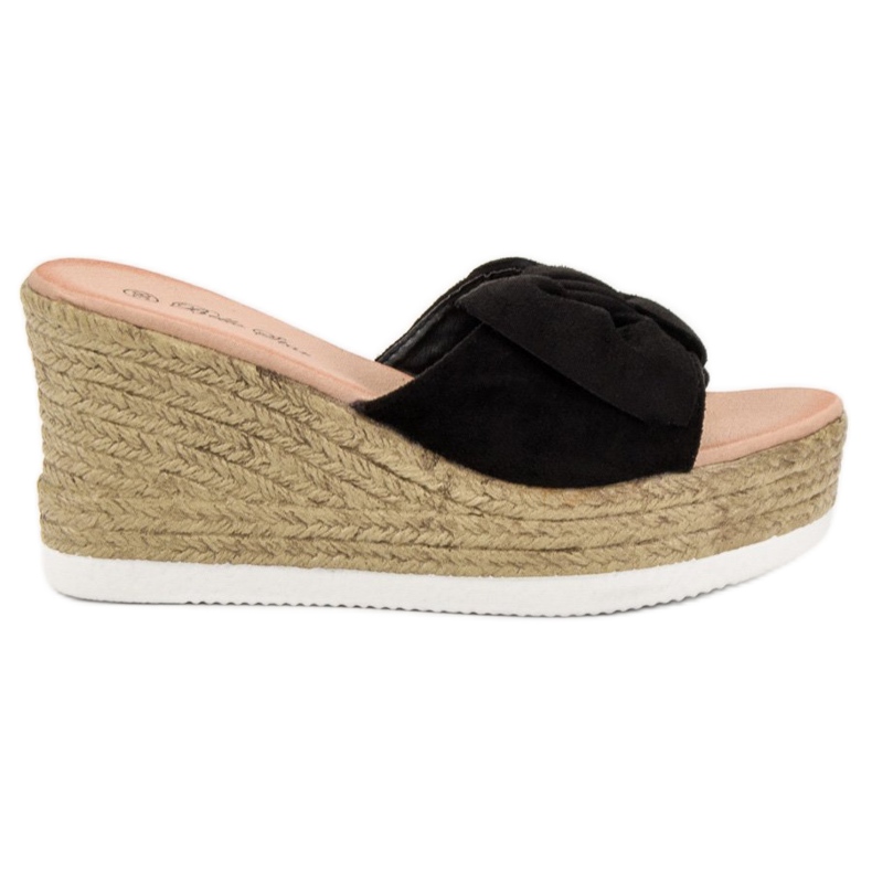 Bello Star Sandalias de cuña de ante negro