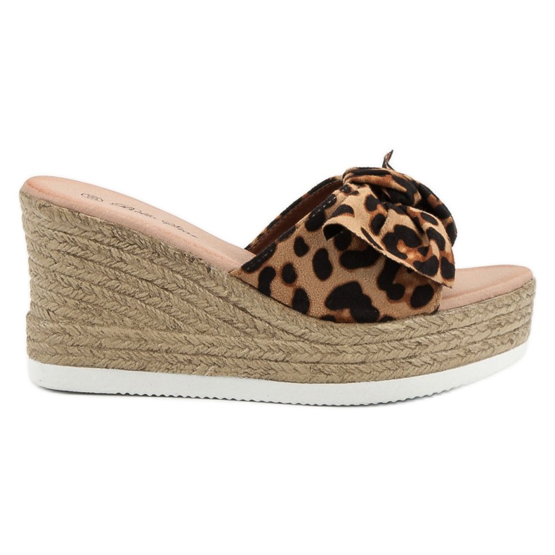 Bello Star Sandalias de cuña de ante negro marrón