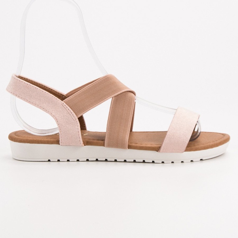 EXQUILY Sandalias cómodas con una banda elástica rosado