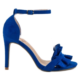 Kylie Sandalias de tacón alto con volante azul