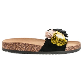 Cm Paris Zapatillas Con Flores negro
