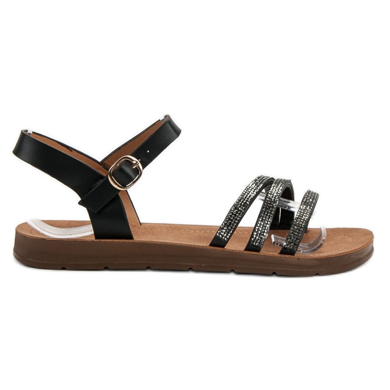 Camo Sandalias Planas Con Circonita negro