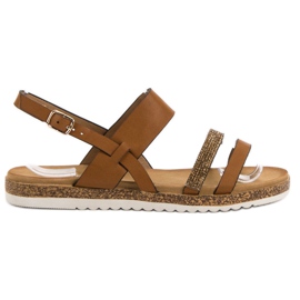SHELOVET Sandalias Con Circonita marrón