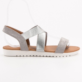 EXQUILY Sandalias de plata con borrador gris