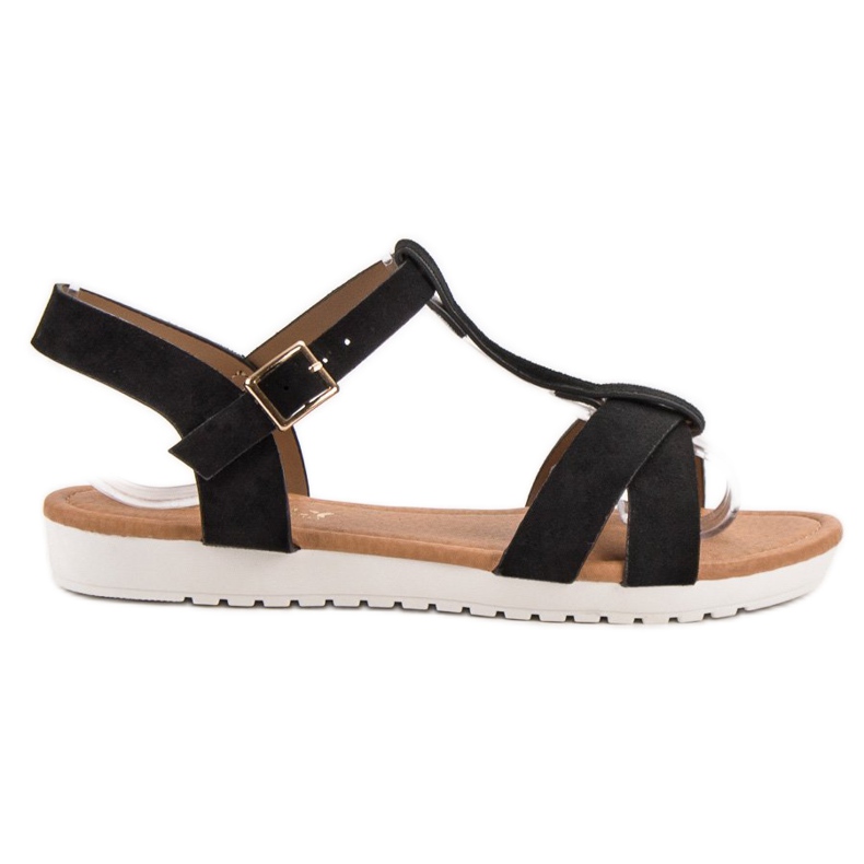 EXQUILY Sandalias clásicas de ante negro