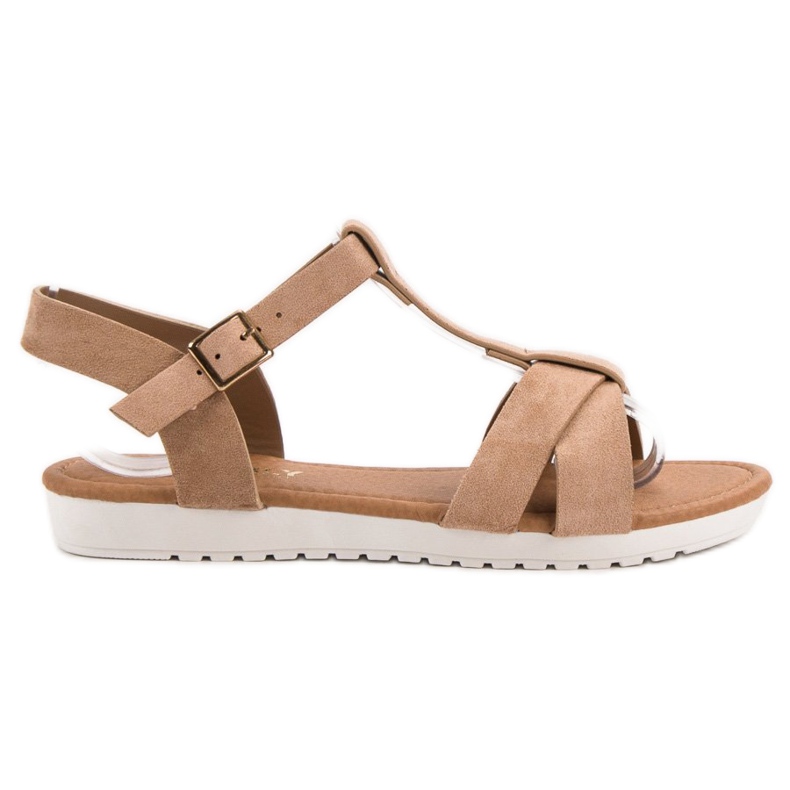 EXQUILY Sandalias clásicas de ante marrón