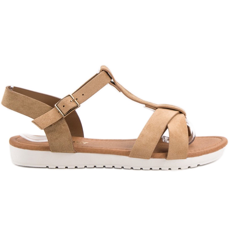 EXQUILY Sandalias clásicas de ante marrón