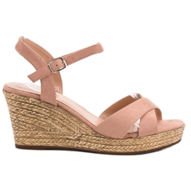 Best Shoes Sandalias en polvo en cuña rosado