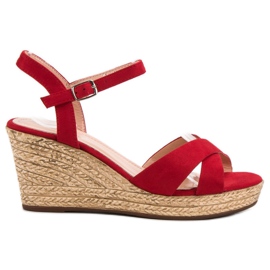 Best Shoes Sandalias rojas en cuña rojo