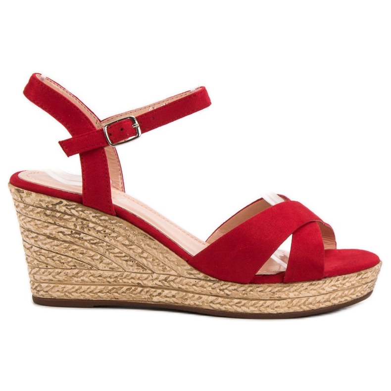 Best Shoes Sandalias rojas en cuña rojo