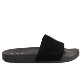 Pantuflas negras con cinturón de punto PT-110 Negra negro