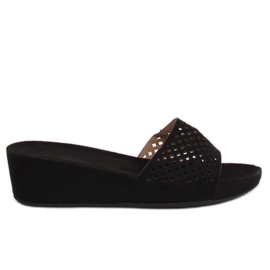 Negro calado JS-03 Pantuflas negras