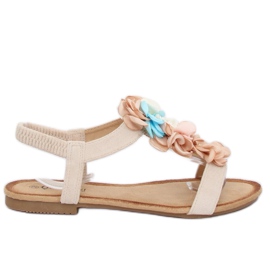 Sandalias beige con flores 218-174 Beige
