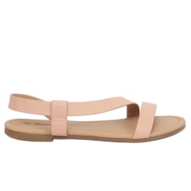 Sandalias de mujer beige y rosa 938 Beige