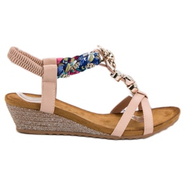 SHELOVET Sandalias con adornos rosado