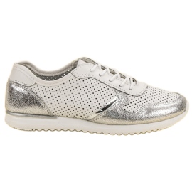Filippo Zapatos de cuero plateados blanco gris