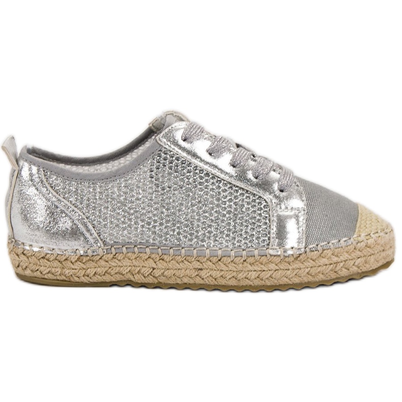 SHELOVET Alpargatas con cordones calados gris