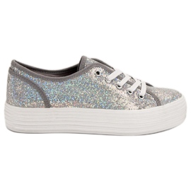 SHELOVET Zapatillas con purpurina gris