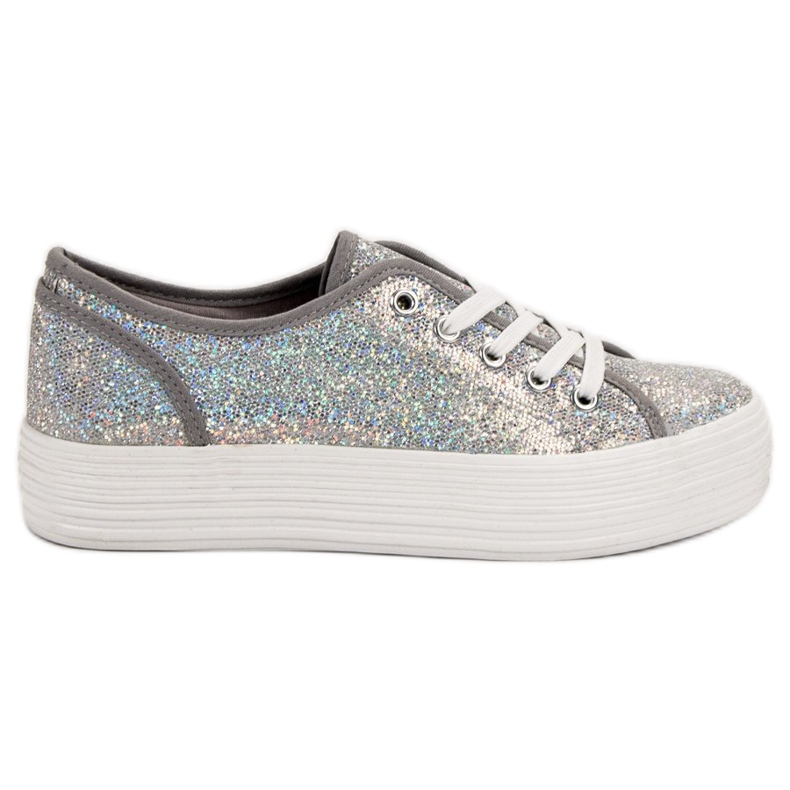 SHELOVET Zapatillas con purpurina gris