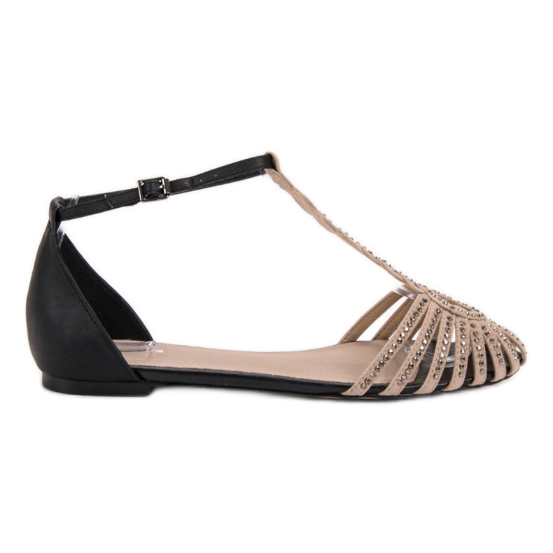 SHELOVET Sandalias de moda con circonita cúbica negro marrón