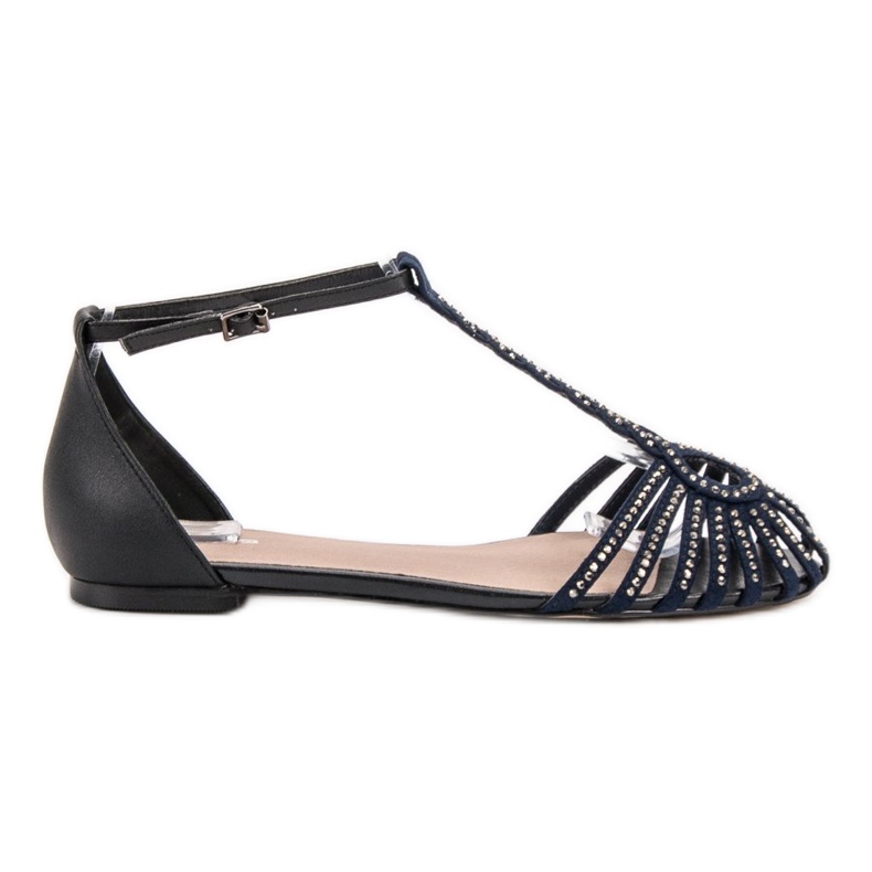 SHELOVET Sandalias de moda con circonita cúbica negro azul