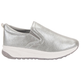 SHELOVET Zapatos sin cordones plateados gris