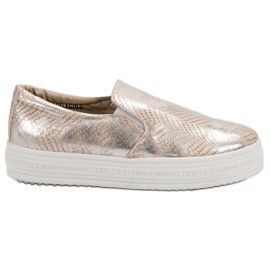 SHELOVET Zapatillas sin cordones con estampado animal amarillo